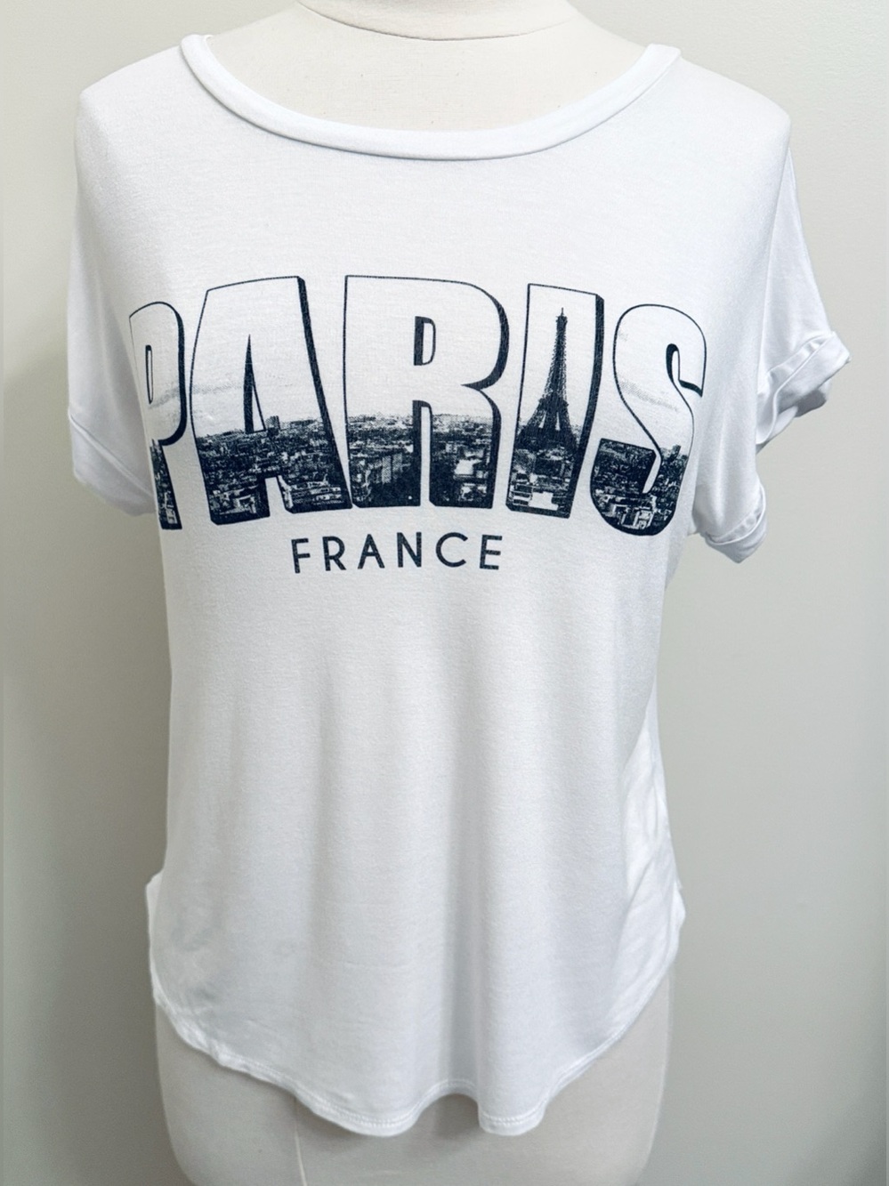 Rebel Society White Black Paris Graphic SZ S Goth Grunge Streetwear Parisian Top